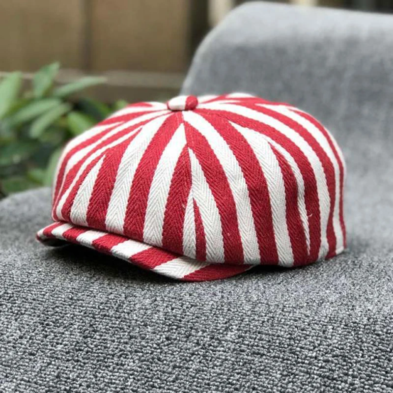 Dad Hat Cotton - Newsboy Hat Cotton Striped Octagonal CapPainter