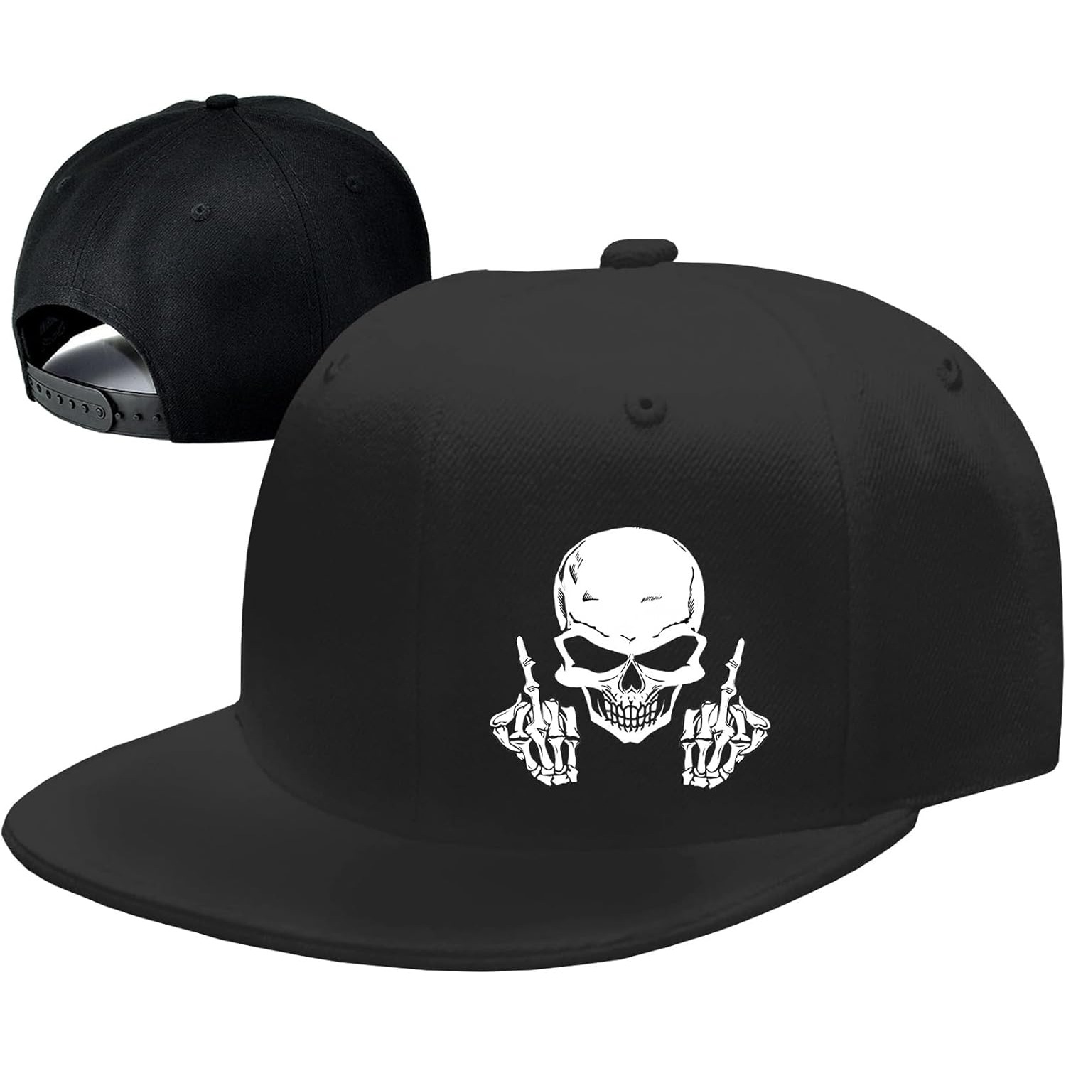 Snapback Hat Flat - Skull Middle Finger Snapback Hats for