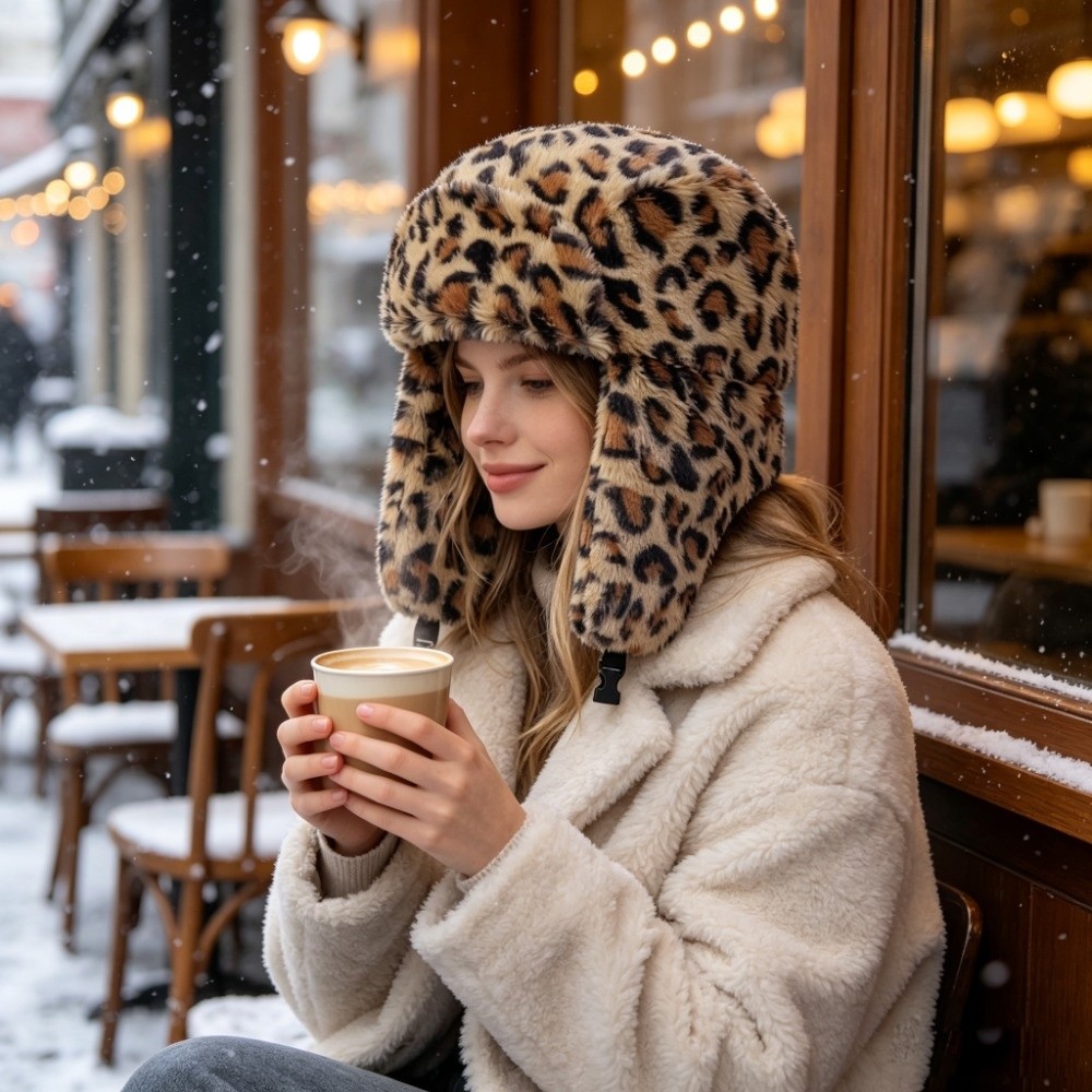 Warm Leopard Print Trapper Hat - Trapper Hat Ear Flap review and price