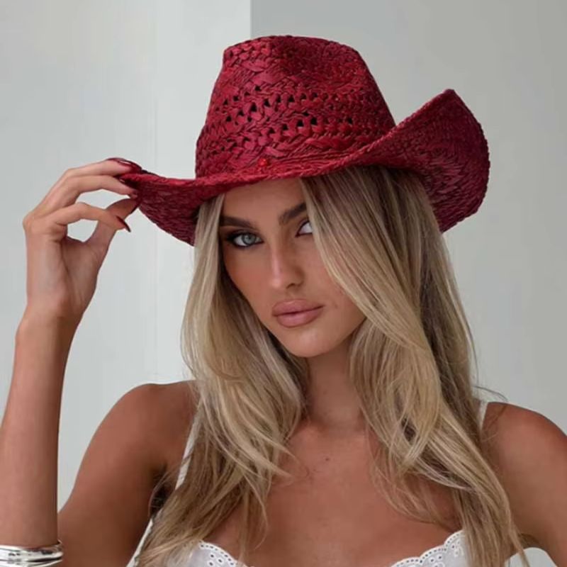 Cowboy hat red hand-painted su - Cowboy Hat Straw review and price