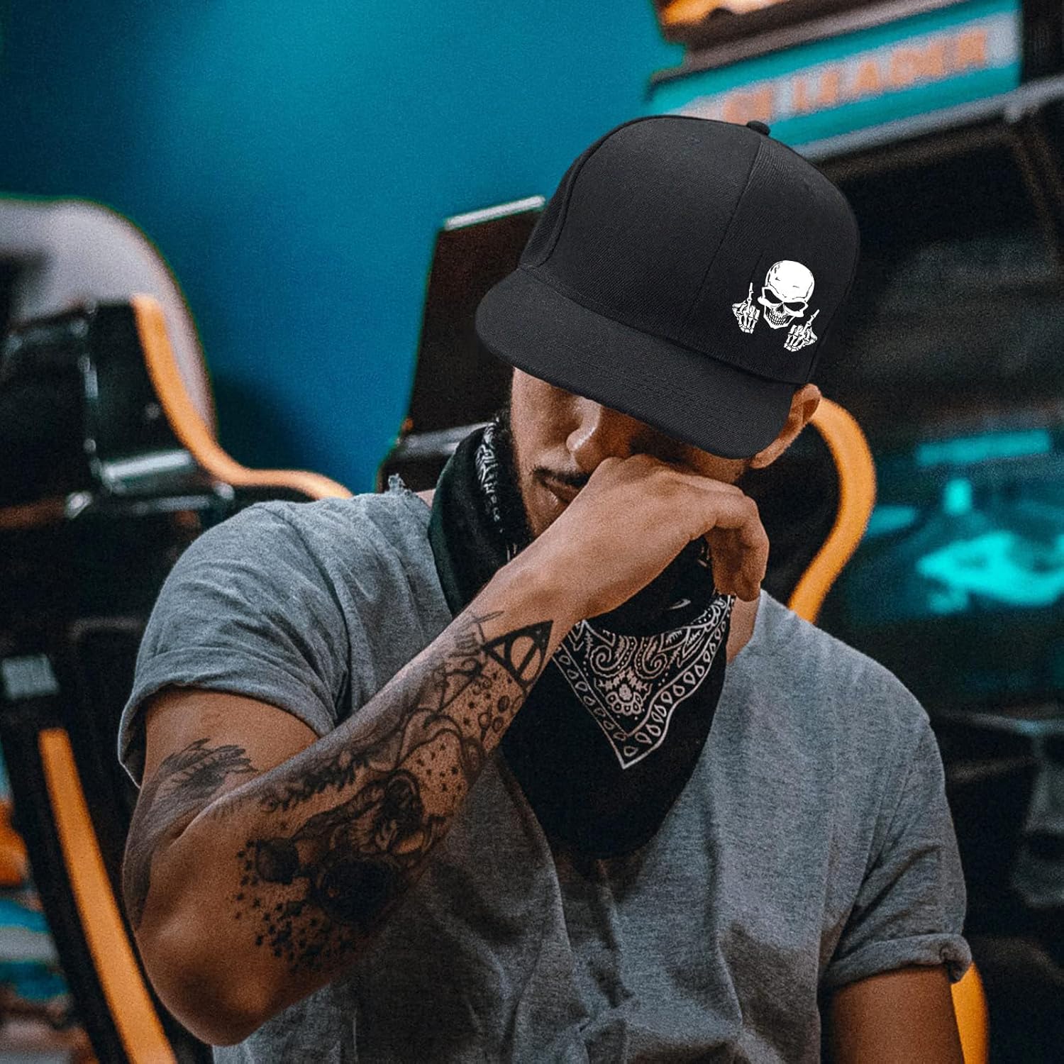 Skull Middle Finger Snapback H - Snapback Hat Flat review and price